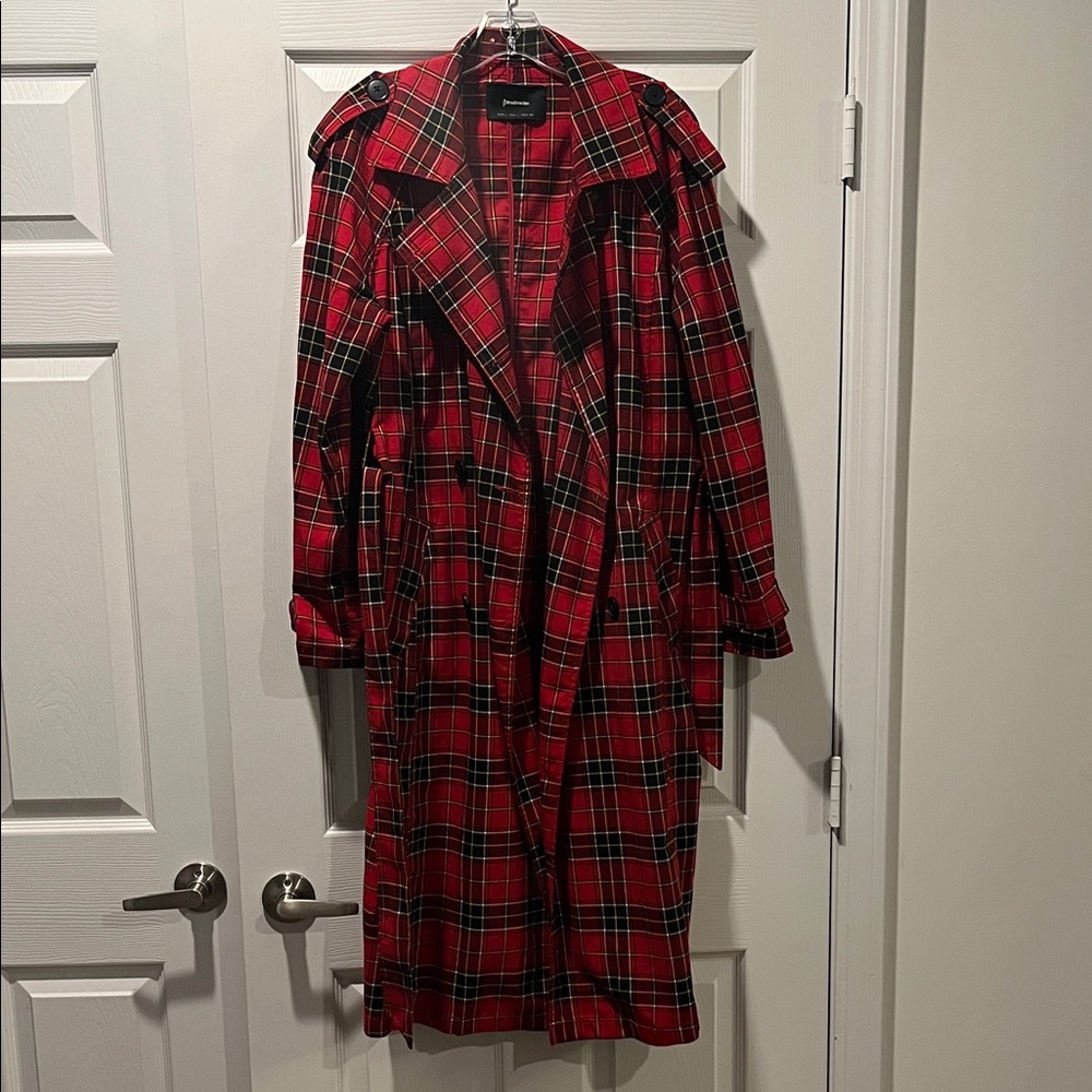 Stradivarius Vibrant Red Plaid Jacket